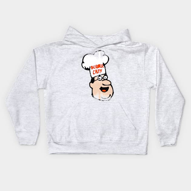 Distressed - Retro Burger Chef Mascot - Chef Kids Hoodie by EverGreene